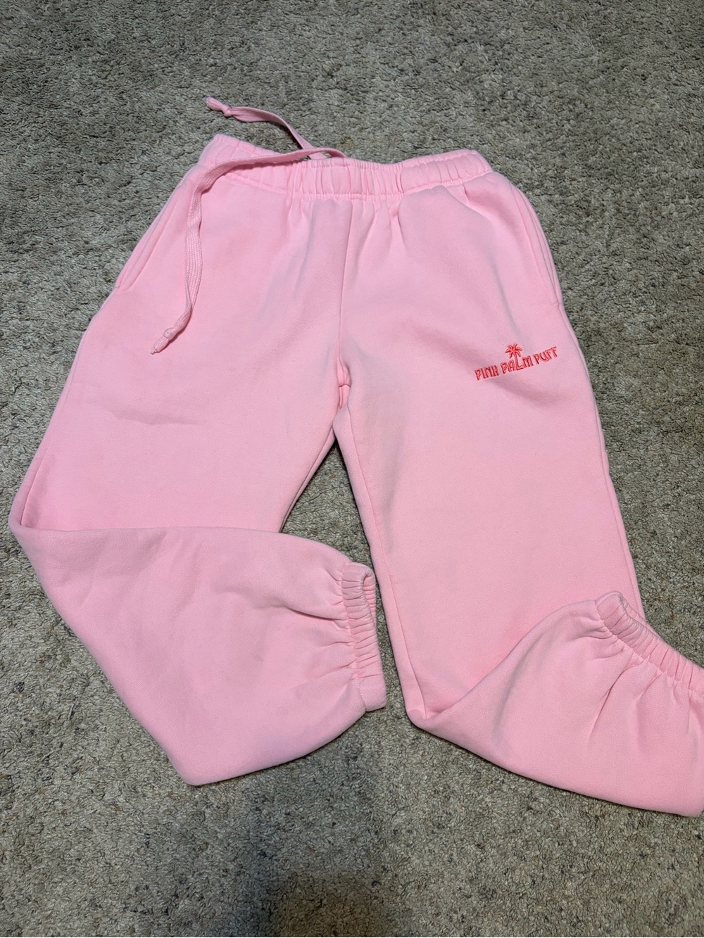 Women's Pink Drawstring Joggers with Embroidered Logo